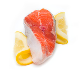 Salmon steak isolated on white background
