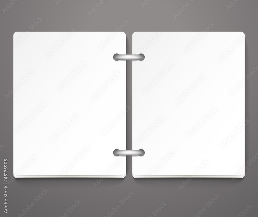 Poster Opened empty paper diary. Template for a text