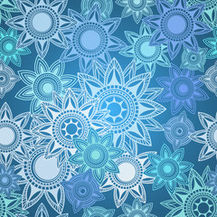 Seamless texture of abstract geometric snowflakes