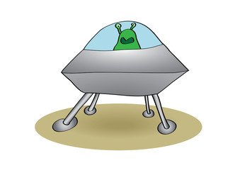 flying saucer with alien vector illustration