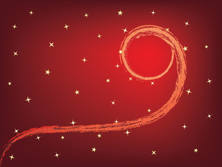 swirl of stars over red background vector illustration