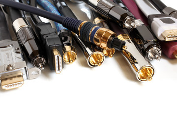 Group  of audio/video cables - obrazy, fototapety, plakaty