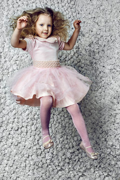 fantastic image little baby in pink dress flying
