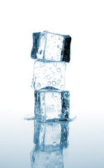Three ice cubes stacked