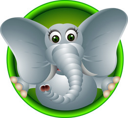 Fototapeta na wymiar Cute cartoon głowa słonia