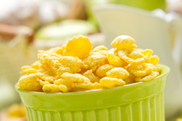 Breakfast. Cornflakes with milk.