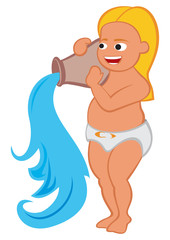 Cartoon illustration of aquarius zodiac sign