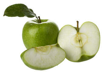 grüne apfelspalten mit granny smith