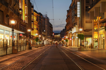 Fototapeta na wymiar Boulevard w Genewie, Szwajcaria
