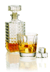 Whiskey decanter and glass