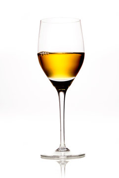 Glass of amber coloured wine or sherry