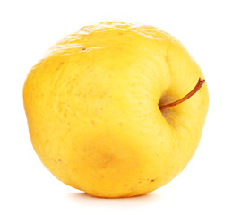 Yellow apple as problem skin concept isolated on white