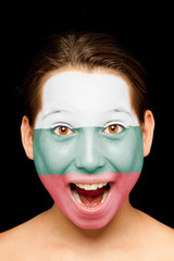 girl with bulgarian flag painted on her face