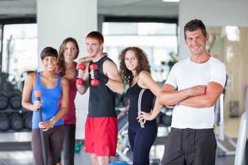 Group of People at Gym with Instructor