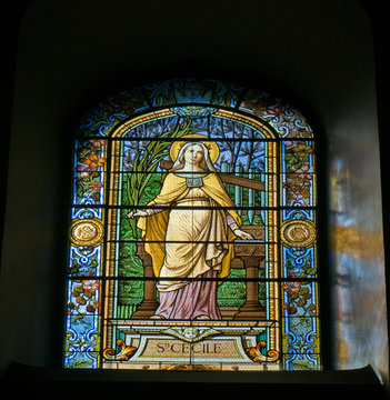 Saint Cecila, stained glass