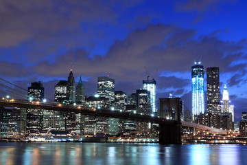 Brooklyn Bridge and Manhattan Skyline At Night - 45192562
