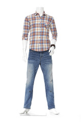 mannequin dressed in male clothes in jeans