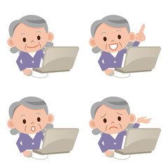 パソコン　女性　表情　セット