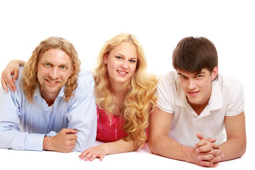 Obraz premium A group of happy young people, isolated on white