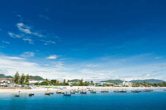 Hua- Hin beach. and boat,
