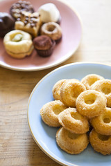 plates of pastries and biscuits