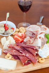 Italian food on chopping board