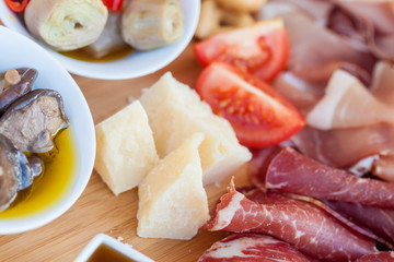 Italian food on chopping board
