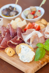 Italian food on chopping board