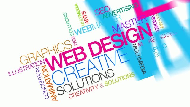 Web design solutions word tag cloud animation colored video