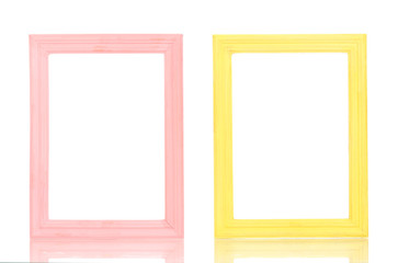 Wooden frames isolated on white.