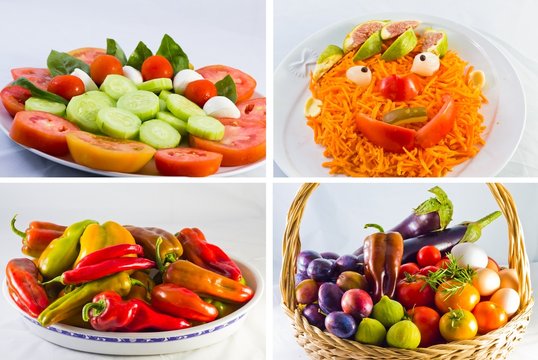 Collage piatti di frutta