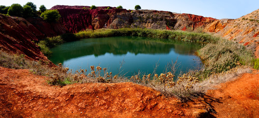 Bauxite Mine with Lake at Otranto, Apulia, Italy - obrazy, fototapety, plakaty