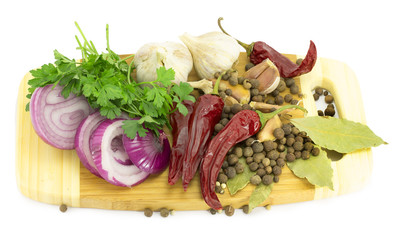 spices on the cutting board