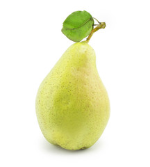 pear with green leaf