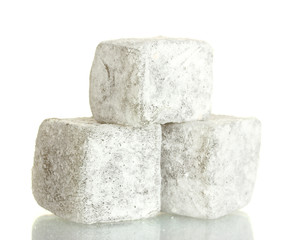 tasty pieces of turkish delight isolated on white