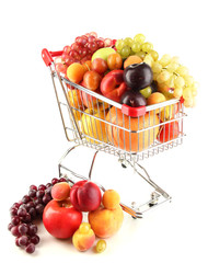 Still life of fruit in the cart isolated on white