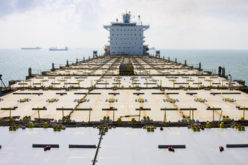 Empty deck of the container ship