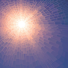 Vector illustration mosaic of sun with rays.