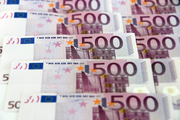 Bunch of  500 euro banknotes (horizontal)