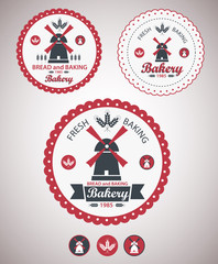 Set of vintage retro bakery badges and labels. Vector