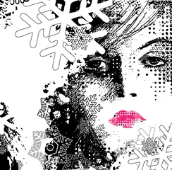 Foto op Plexiglas Vrouwengezicht abstracte illustratie van een winterse vrouw