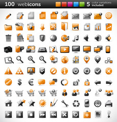 Fototapeta na wymiar Nowy zestaw 100 kolorowych ikon internetowych