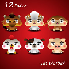 12 Chinese Zodiac animal (Set B of 'AB')