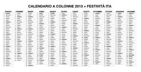 Calendario colonne 2013 + Festività ITA - obrazy, fototapety, plakaty