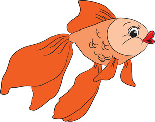Cartoon goldfish. Vector illustration.