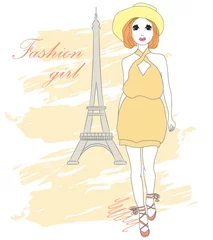 Photo sur Plexiglas Illustration Paris Belle fille de mode élégante. Illustration vectorielle