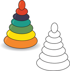 Coloring book. Pyramid vector illustration. Baby toy