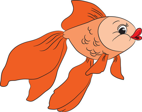 Cartoon goldfish. Vector illustration.