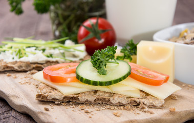 Healthy breakfast on wood