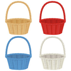 Colorful baskets  isolated on white background